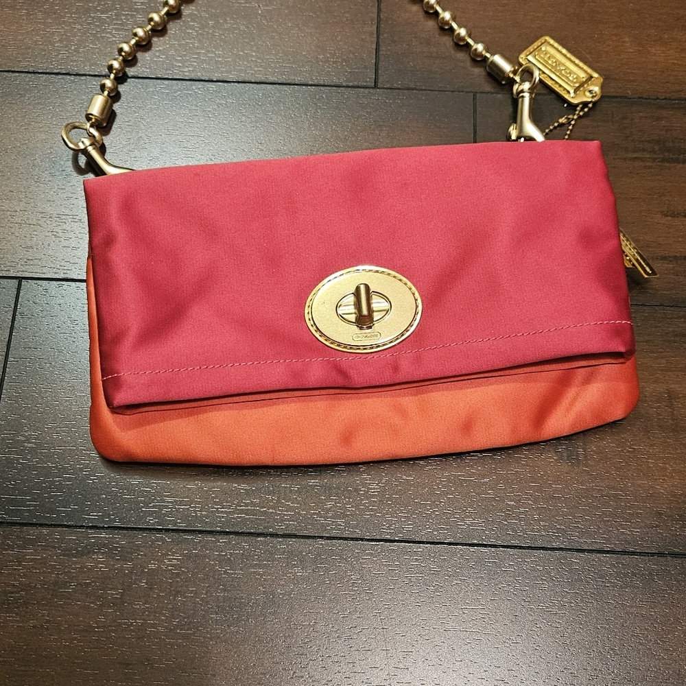 Coach Amanda satin fold over purse